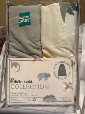 Rawer-some 3-Piece Crib Bedding Set in Gray & Cream